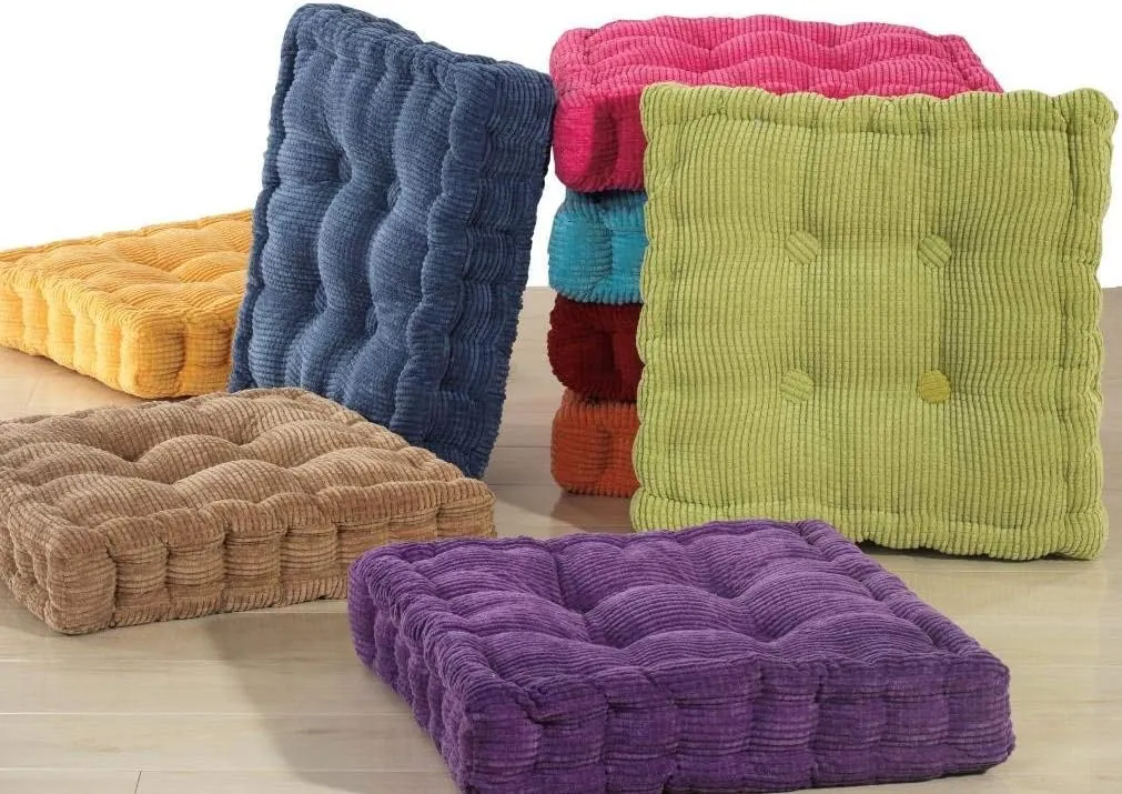 ChezMax Floor Pillow & Cushion, Large Meditation Chair Cushions, Thick Square Seat Pad, Soft Velvet Tufted Seating Pouf for Indoor/Outdoor Yoga Bench Rocking Chair Room Tatami Sofa, Yellow 18" x 18"