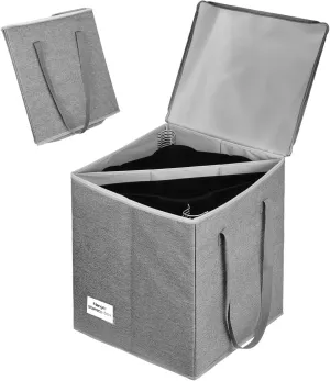 Clothes Hanger Organizer-Hard Shell Hanger Storage with Dust Lid, Large Hanger Storage Organizer with Separator Keep Hangers Tidy, Sturdy Handle and Label Window to Transportation