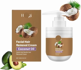 Coconut Facial Hair Removal Cream - Gentle Hair Removal for Men and Women, Remove Lip Hair & Beard Without Irritation, Moisturizing Formula for Daily Facial Care(3PCS)