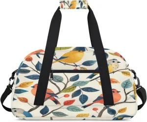 Colorful Bird Gym Duffel Bag for Men Women Fruit Tree Sports Tote Bag with Adjustable Shoulder Strap for Dance Gymnastics Traveling Outdoor Camping Overnight Stay