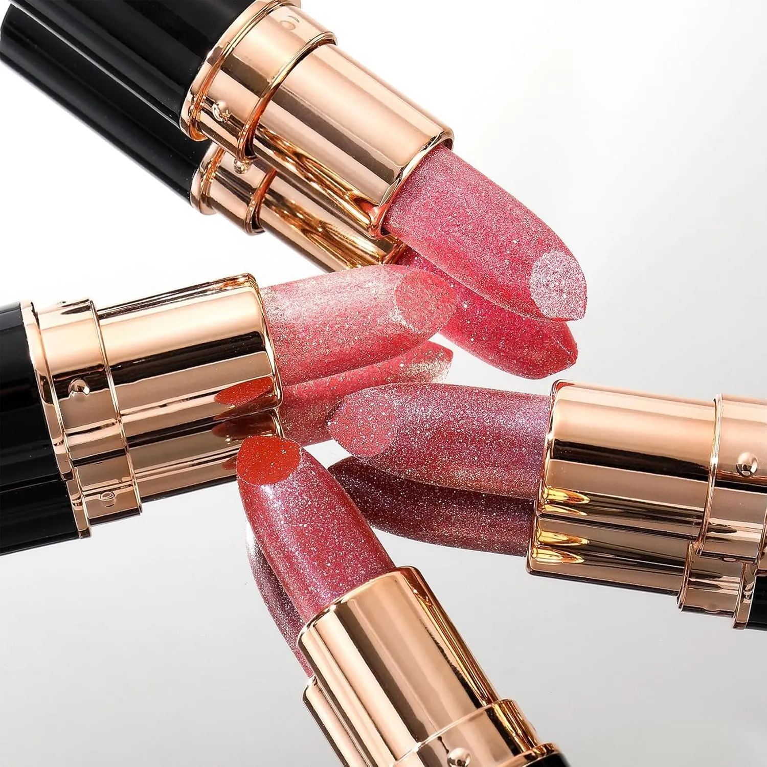 Comparison Diamond Lip Gloss Glitter Lipstick Waterproof, Glitter Lipstick (2 PCS B)