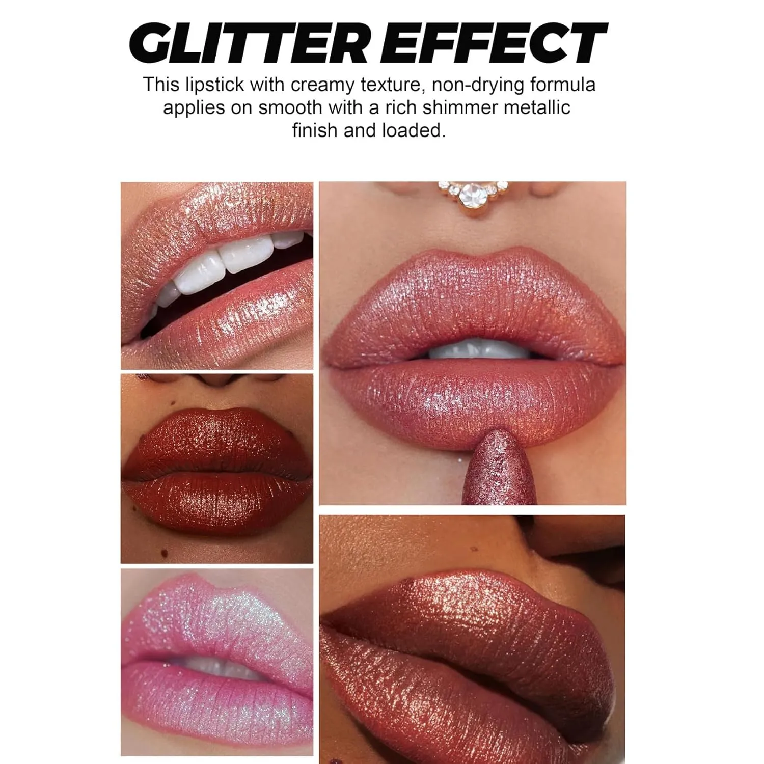 Comparison Diamond Lip Gloss Glitter Lipstick Waterproof, Glitter Lipstick (2 PCS B)