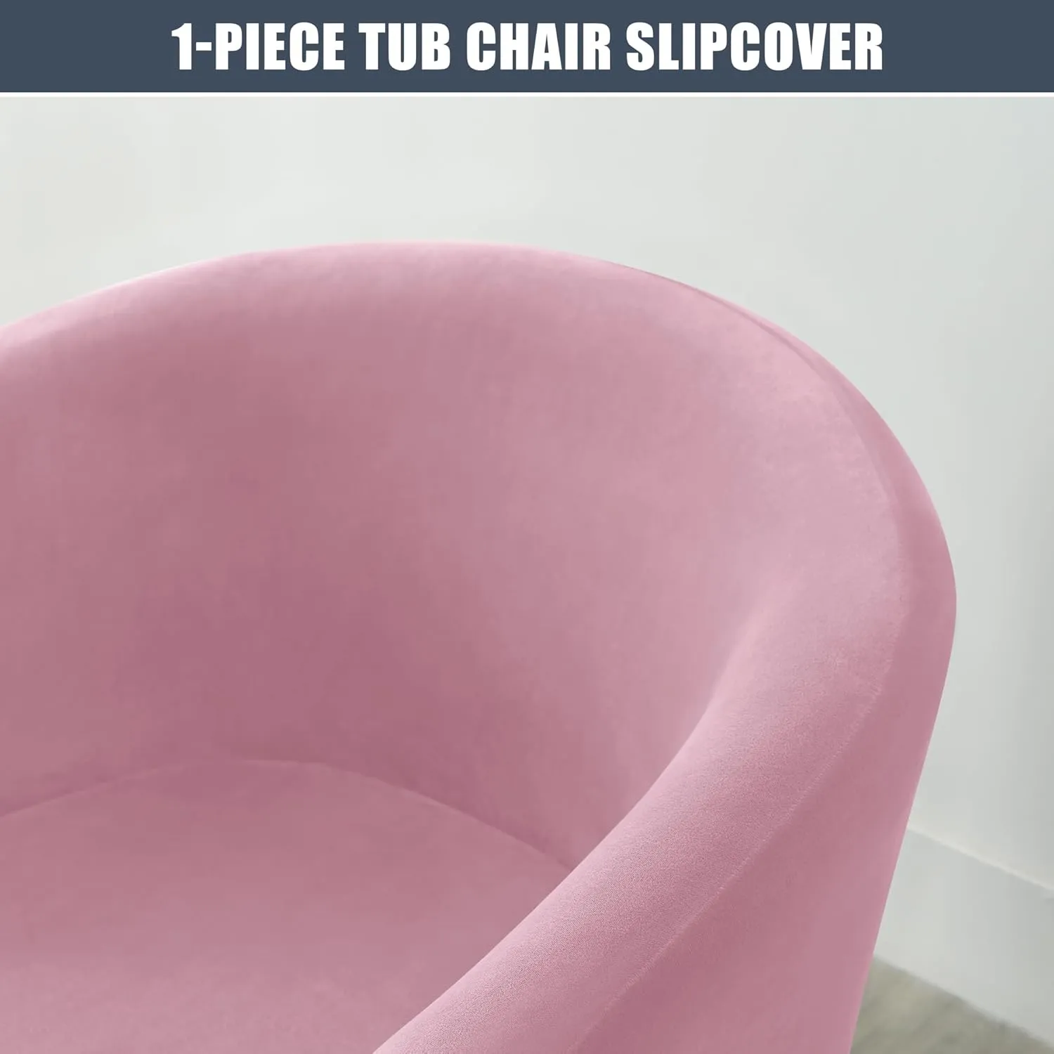 CONRUSER Velvet Club Chair Slipcover, Soft Stretch Tub Chair Cover Washable Thick Armchair Furniture Protector for Living Room (Pink)