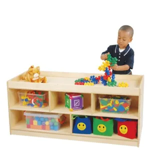 Constructive Playthings KWC-718 Classroom Toddler Double-Sided Activity Storage Unit with Low Play Surface