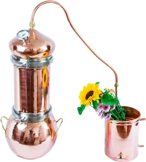 Copper Moonshine Still, Pure Copper Alembic Still for Whiskey, Moonshine Essential Oils, with Thermometer DIY Kit, Home Brewing Kit, 2L (2L)