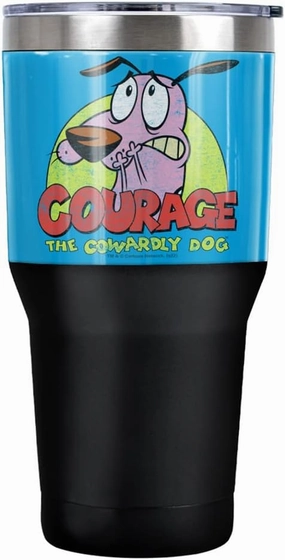 Courage The Cowardly Dog Colorful Courage Stainless Steel Tumbler 30 oz Coffee Travel Cup, Vacuum Insulated & Double Wall with Leakproof Sliding Lid