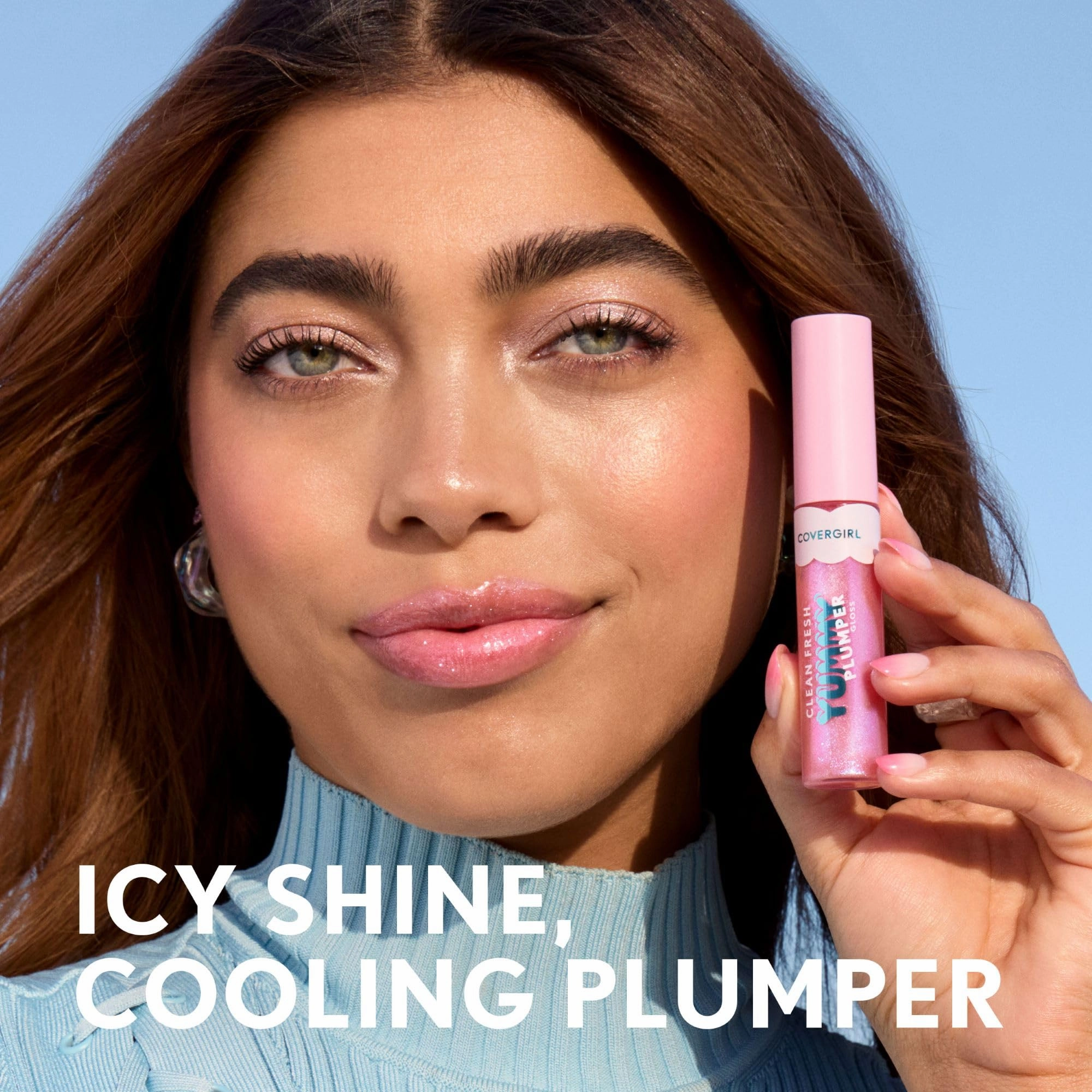 Covergirl Clean Fresh Yummy Plumper Lip Gloss, 860 Encourage-Mint, Shiny, Vegan Formula, Easy to Apply, Minty Flavor, 0.33oz