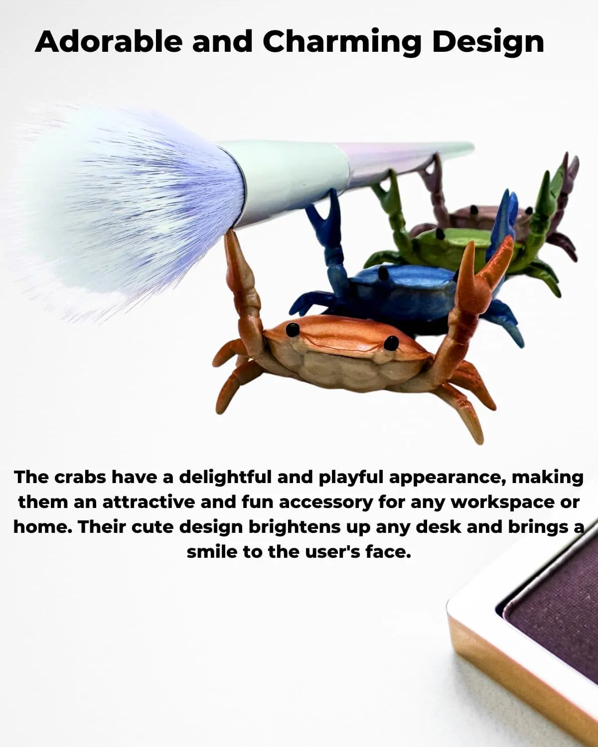 Crab Makeup Brush Holder, Perfect for Dual Ended Makeup Brushes, Shake Up the Monotony of Generic Shaped Makeup Brush Holders, 2024 Upgrade Well Balanced, 4-Color Pack