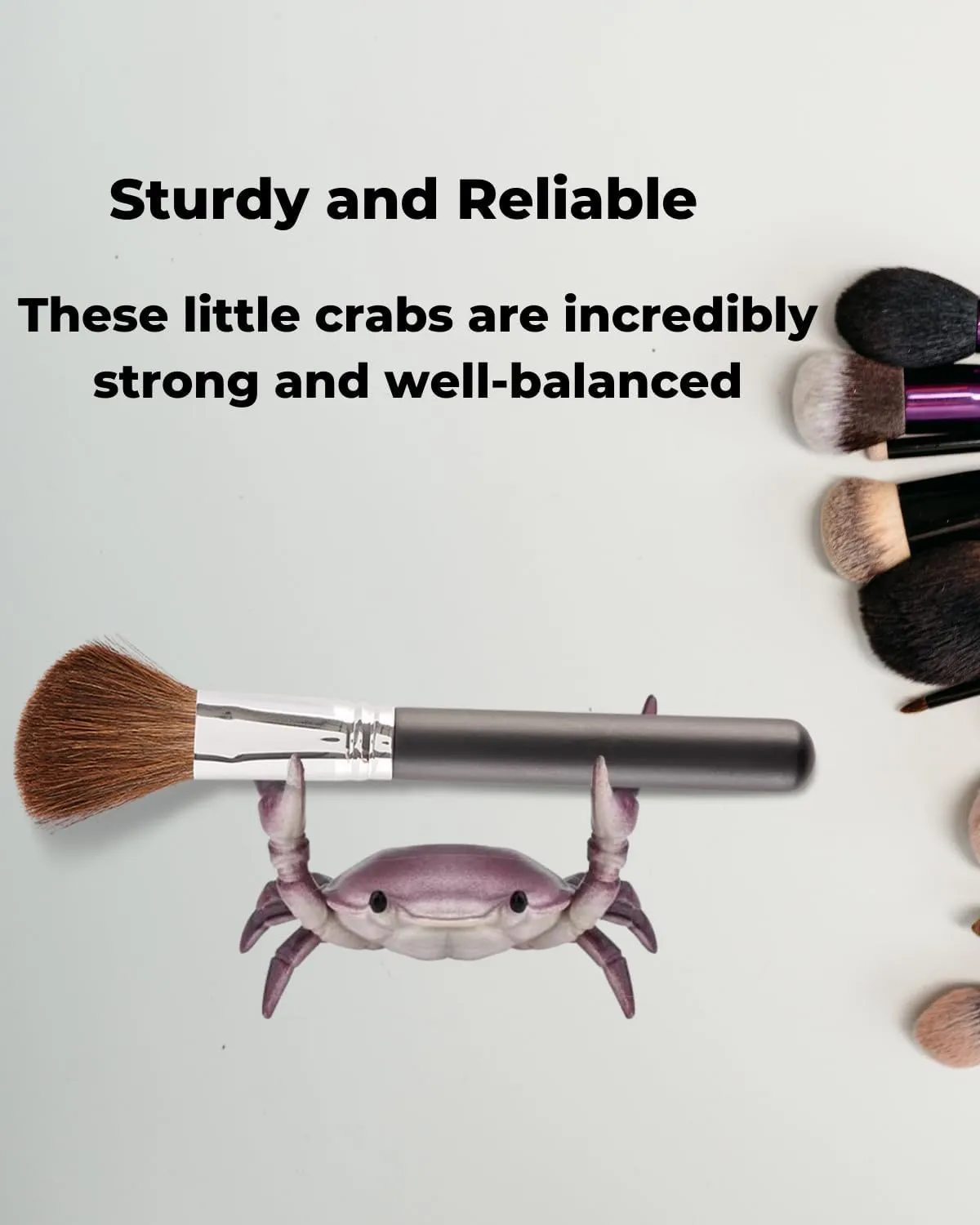 Crab Makeup Brush Holder, Perfect for Dual Ended Makeup Brushes, Shake Up the Monotony of Generic Shaped Makeup Brush Holders, 2024 Upgrade Well Balanced, 4-Color Pack