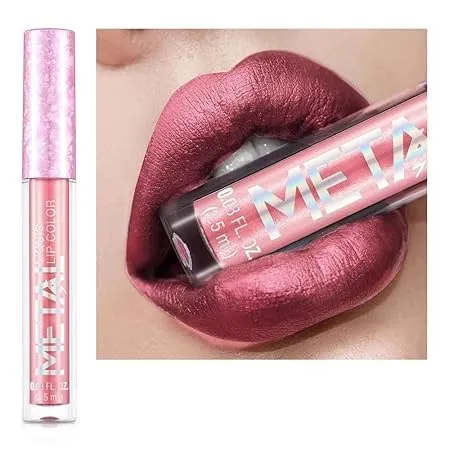 Cream Lip Gloss，12 Colors Metallic Liquid Lipstick Lip Gloss Non-Stick Cup Lip Glaze Makeup Pearl Beauty Makeup (11-ORANGE PINK)