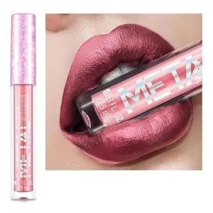 Cream Lip Gloss，12 Colors Metallic Liquid Lipstick Lip Gloss Non-Stick Cup Lip Glaze Makeup Pearl Beauty Makeup (11-ORANGE PINK)