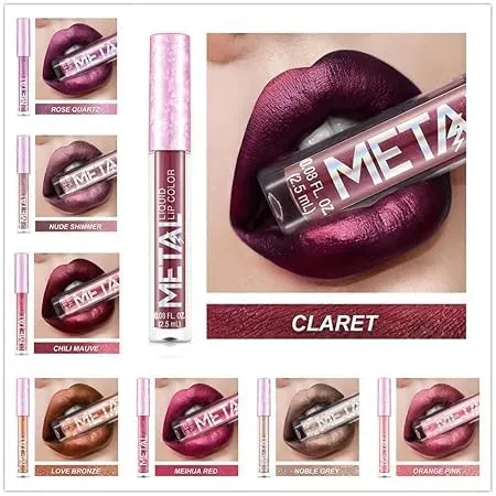 Cream Lip Gloss，12 Colors Metallic Liquid Lipstick Lip Gloss Non-Stick Cup Lip Glaze Makeup Pearl Beauty Makeup (11-ORANGE PINK)