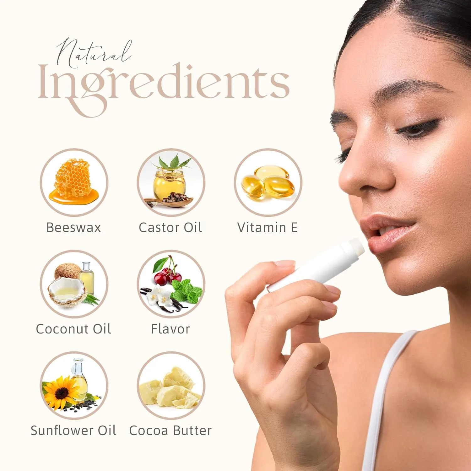 Custom Lip Balm Bulk - Personalized Lip Balm Labels - Made in USA Natural Ingredients Vitamin E Shea Butter - Custom Chapstick Bulk Lip Balm Tubes For Party & Wedding Favors (Cherry, 65 Pack)