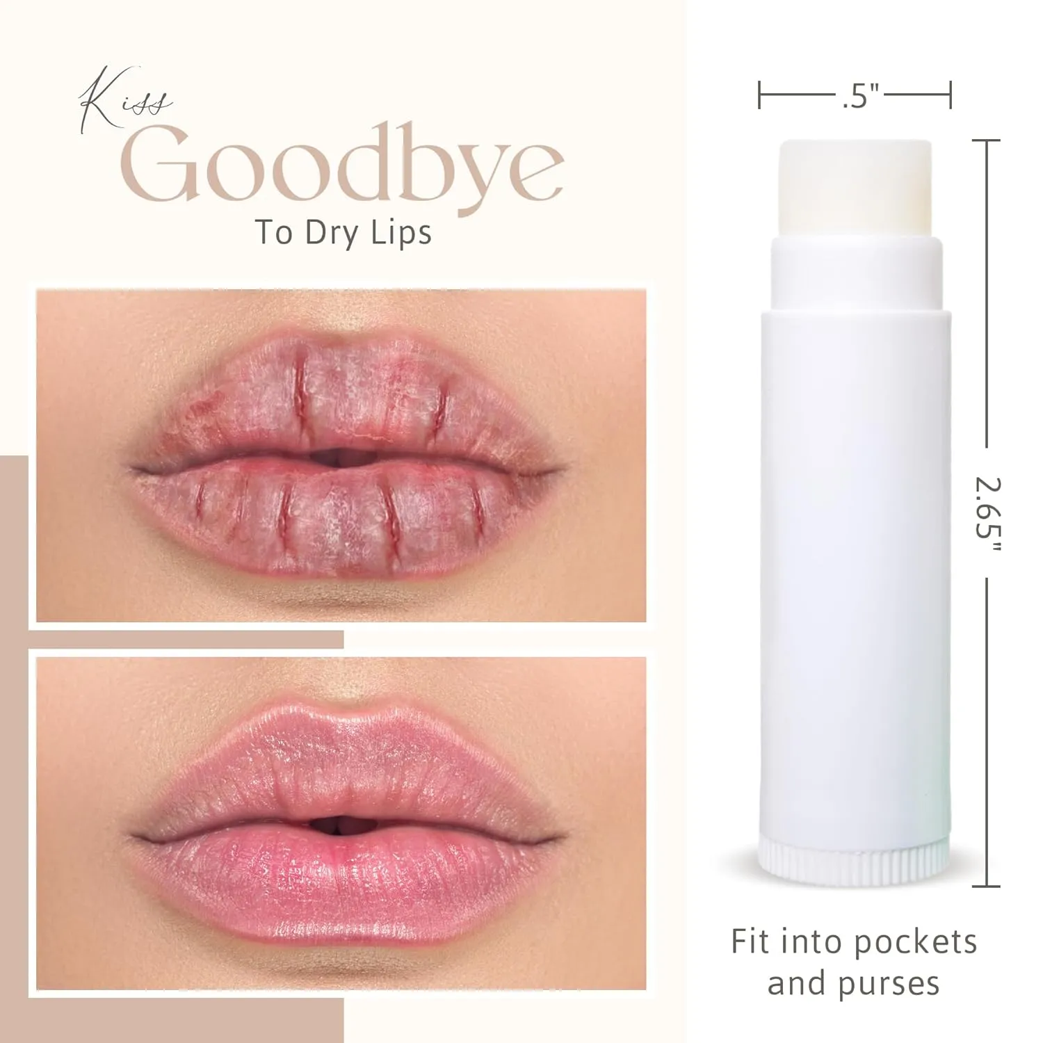 Custom Lip Balm Bulk - Personalized Lip Balm Labels - Made in USA Natural Ingredients Vitamin E Shea Butter - Custom Chapstick Bulk Lip Balm Tubes For Party & Wedding Favors (Cherry, 65 Pack)