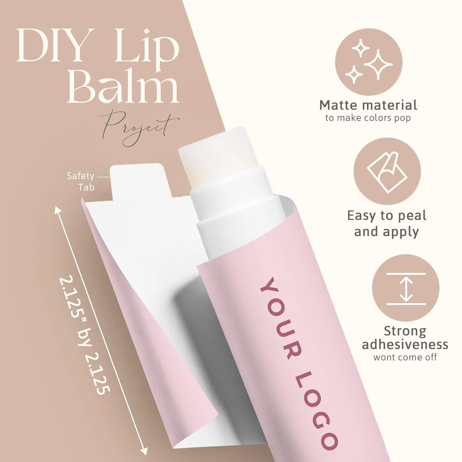 Custom Lip Balm - Personalized Labels - USA Natural Ingredients Vitamin E Shea Butter - Custom Chapstick Tubes For Party & Wedding Favors (Peppermint, 65 Pack)