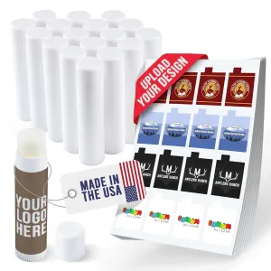 Custom Lip Balm - Personalized Labels - USA Natural Ingredients Vitamin E Shea Butter - Custom Chapstick Tubes For Party & Wedding Favors (Peppermint, 65 Pack)