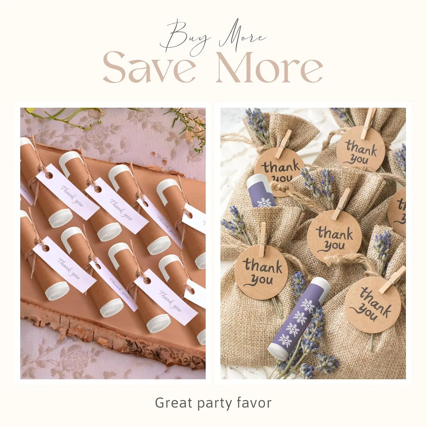 Custom Lip Balm - Personalized Labels - USA Natural Ingredients Vitamin E Shea Butter - Custom Chapstick Tubes For Party & Wedding Favors (Peppermint, 65 Pack)
