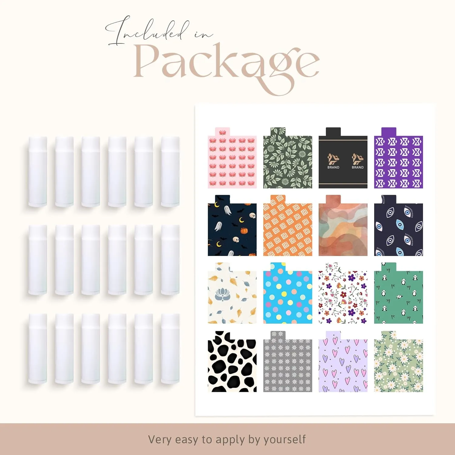 Custom Lip Balm - Personalized Labels - USA Natural Ingredients Vitamin E Shea Butter - Custom Chapstick Tubes For Party & Wedding Favors (Peppermint, 65 Pack)