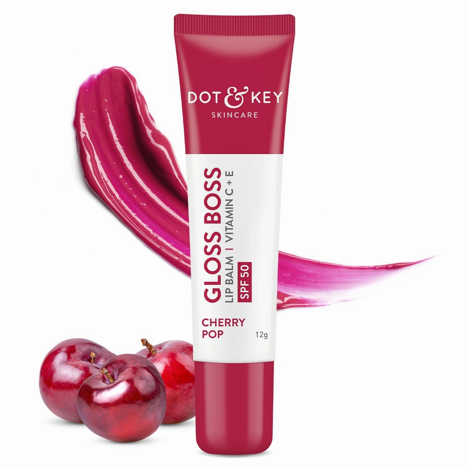 D.ot & K.ey Cherry Lip Ba.lm SPF 50 (12gm) | Moisturization |For Smooth and Brightens Lips | Shea Butter with Vitamin E | Tinted Lip Bal.m. | with Vitamin C for Dark Lips | Lip Bal.m for Women