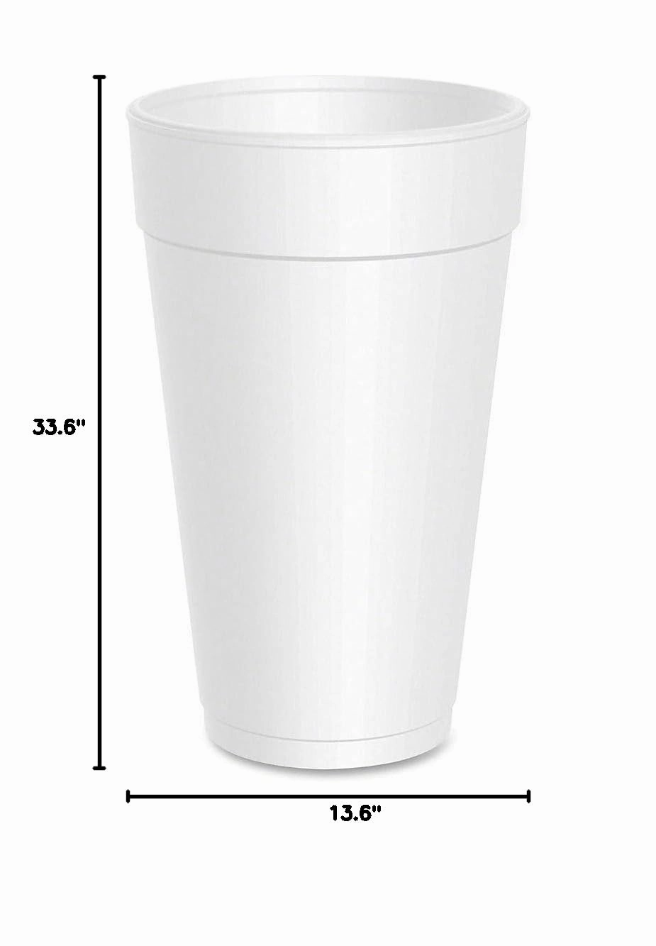 DART 20J16 3.7" Top and 2.4" Bottom Diameter, 6.1" Height, 20 Oz Big Drink Foam Cup (Case of 500), White