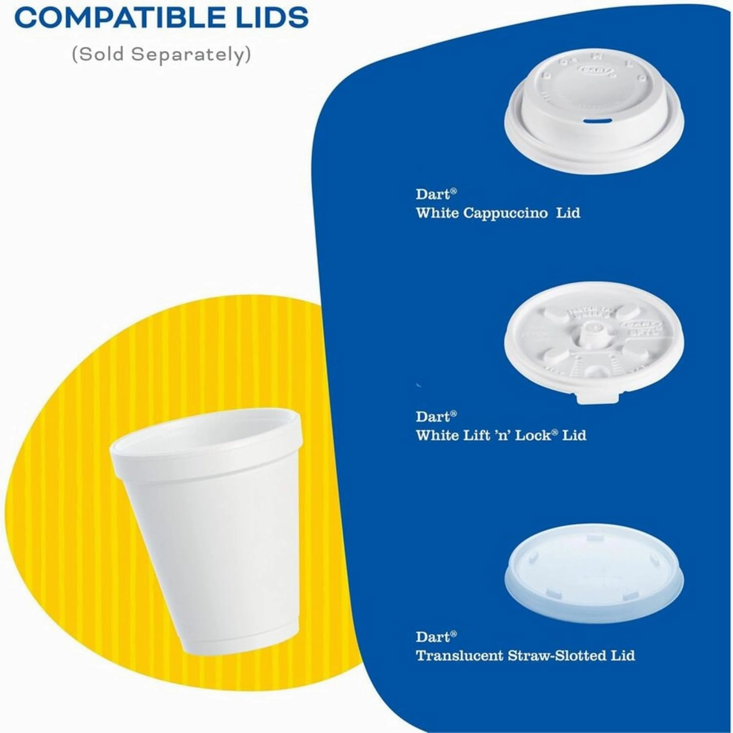 DART 20J16 3.7" Top and 2.4" Bottom Diameter, 6.1" Height, 20 Oz Big Drink Foam Cup (Case of 500), White