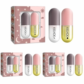 Day & Night Lip Plumping Capsule，Hydrating Lip Serum with Ginger, Mint & Vitamin E for Full, Smooth Lips – Anti-Aging Lip Care to Lighten Fine Lines (3 Pack)