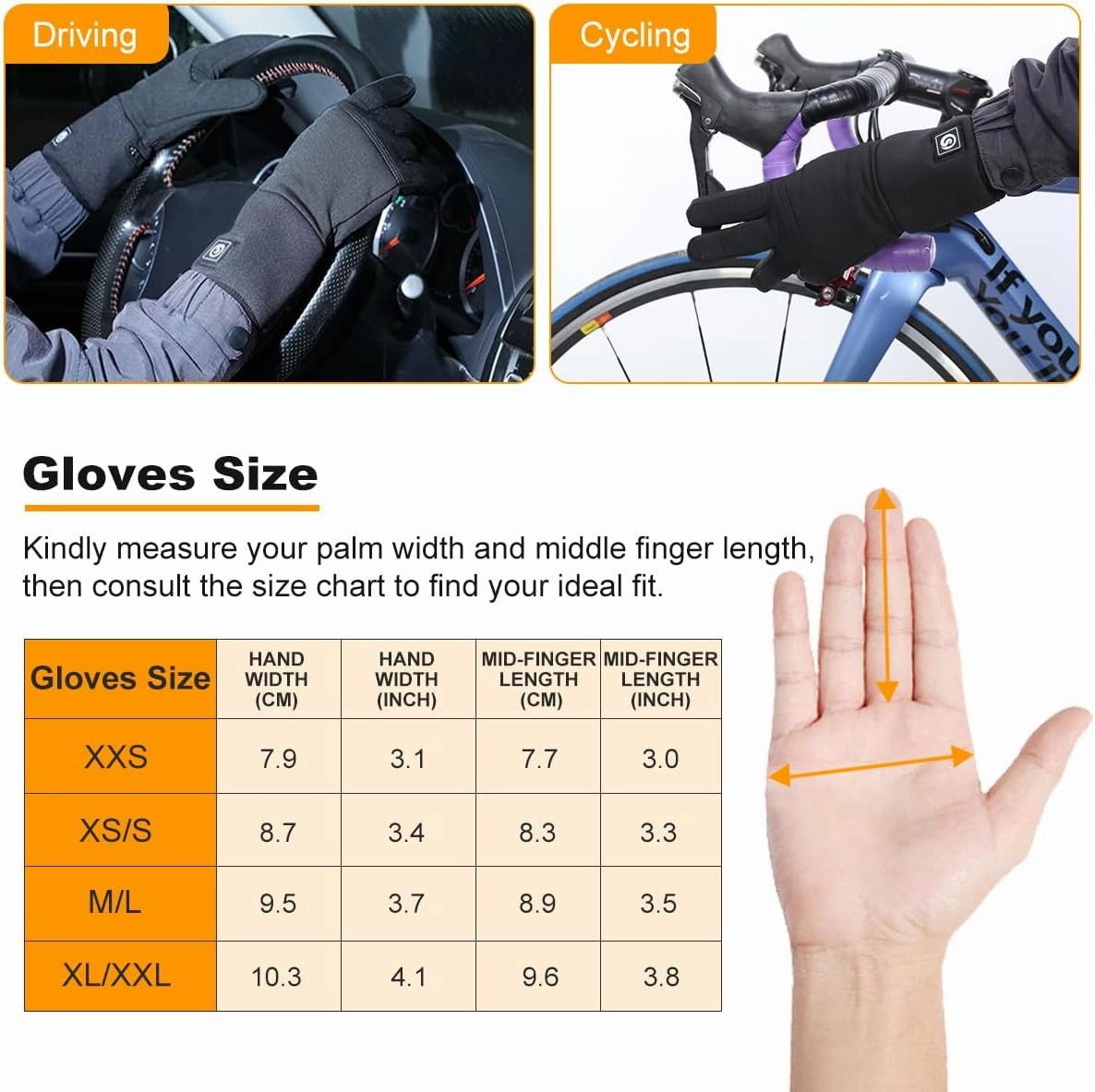 DAY WOLF Heated Glove Liners Electric Gloves for Men Women Rechargeable Battery Hand Warmer for Winter Sports Snow Biking Riding Skiing Cycling Hunting Snowboarding
