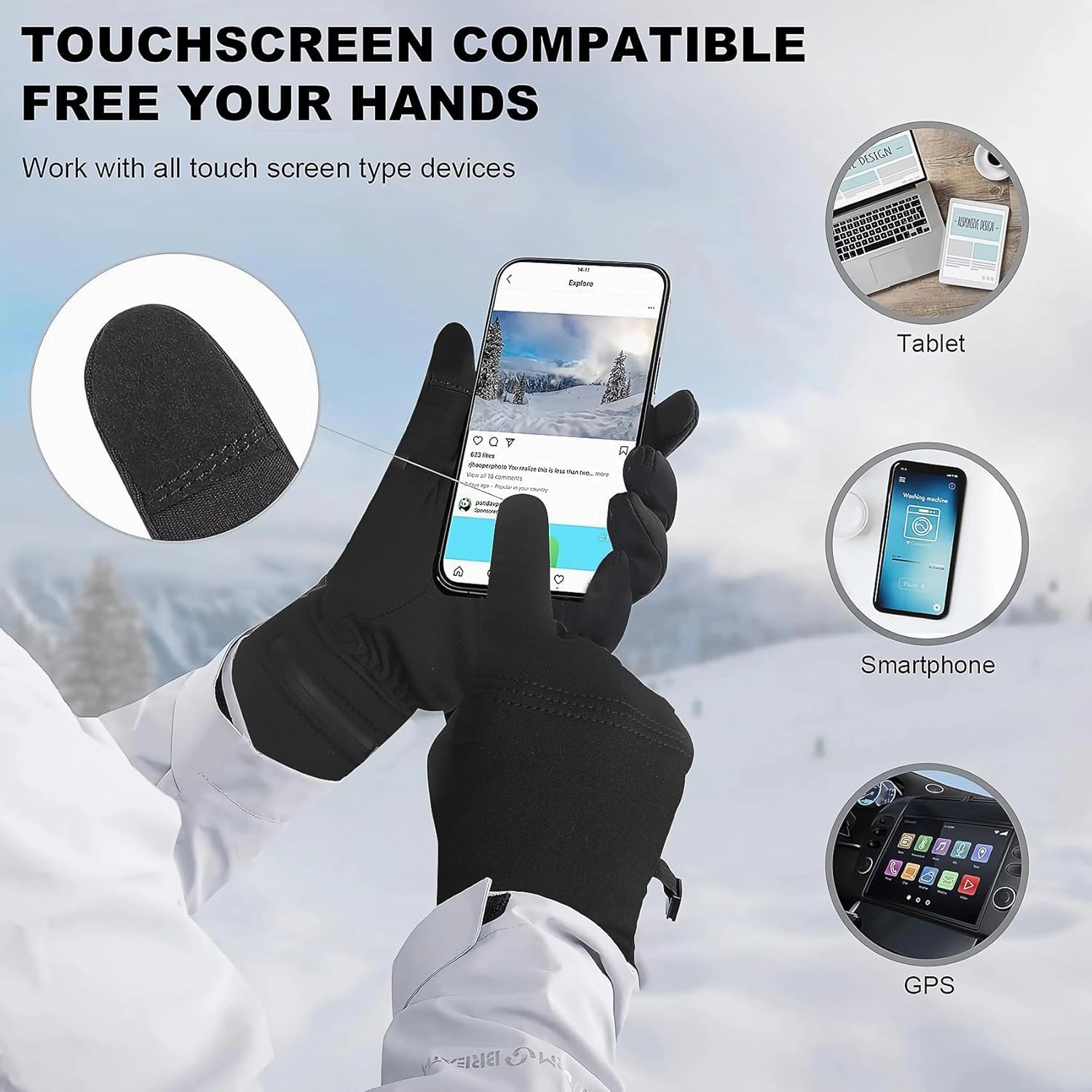 DAY WOLF Heated Glove Liners Electric Gloves for Men Women Rechargeable Battery Hand Warmer for Winter Sports Snow Biking Riding Skiing Cycling Hunting Snowboarding
