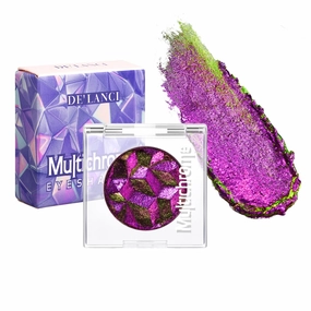 DE'LANCI Chameleon Glitter Eyeshadow Palette - Pigmented, Multichrome Glitter Eyeshadow - Purple-Gold-Green Holographic Color Shift - Multi-Dimensional Eye Looks