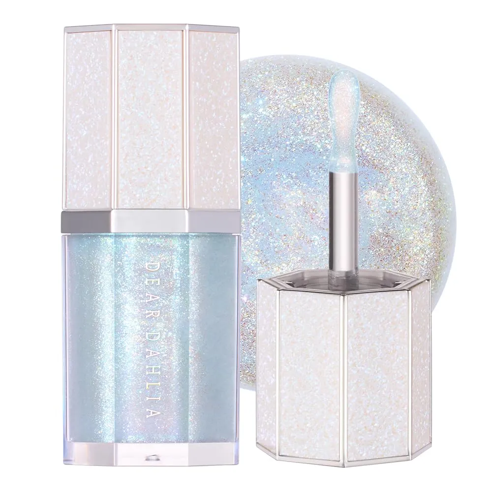 DEARDAHLIA Dear Dahlia Paradise Sparkle Lip Glaze – High-Shine Vegan Lip Gloss for Juicy, Glassy Lips with Glitter or Shimmer Finish, Lip Plumper, Cooling Plumping Formula, 0.19 fl oz - FROST
