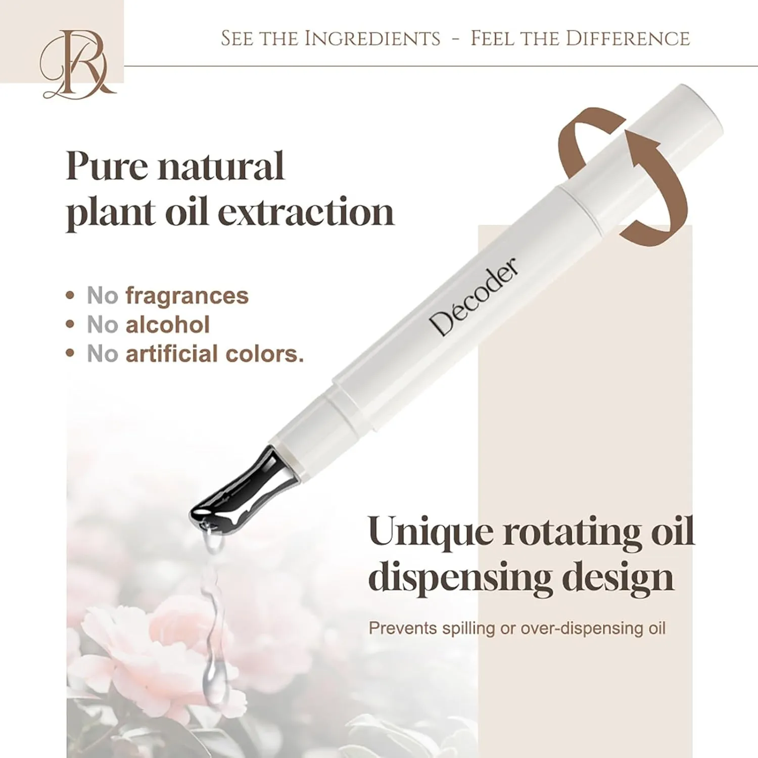 Decoder Moisturize Natural Nourishing Lip Oil - 100% Pure Meadowfoam Oil, Jojoba Oil, Shea Butter, Camellia Oil & Sea Buckthorn Oil for Hydration & Lip Line Reduction (5)