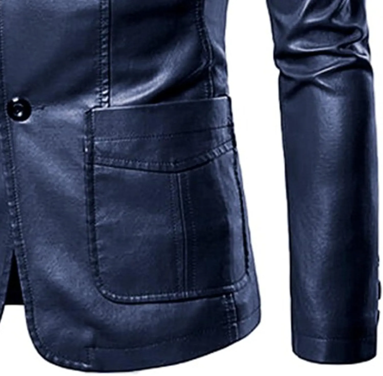 DGHM-JLMY Men's Suit Collar Fashion Pu Leather Jacket Casual 2 Button Slim Faux Leather Blazer Business Leather Sport Coat