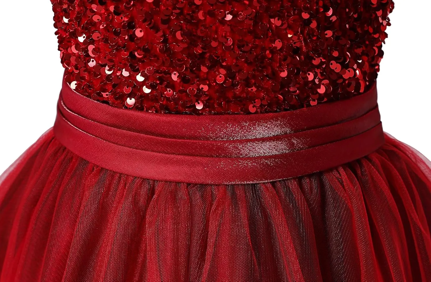 dideyttawl Short Flower Girls Dress Short Sleeves Velvet Sequin Top Tulle Skirt Round Neck Junior Bridesmaid Dresses
