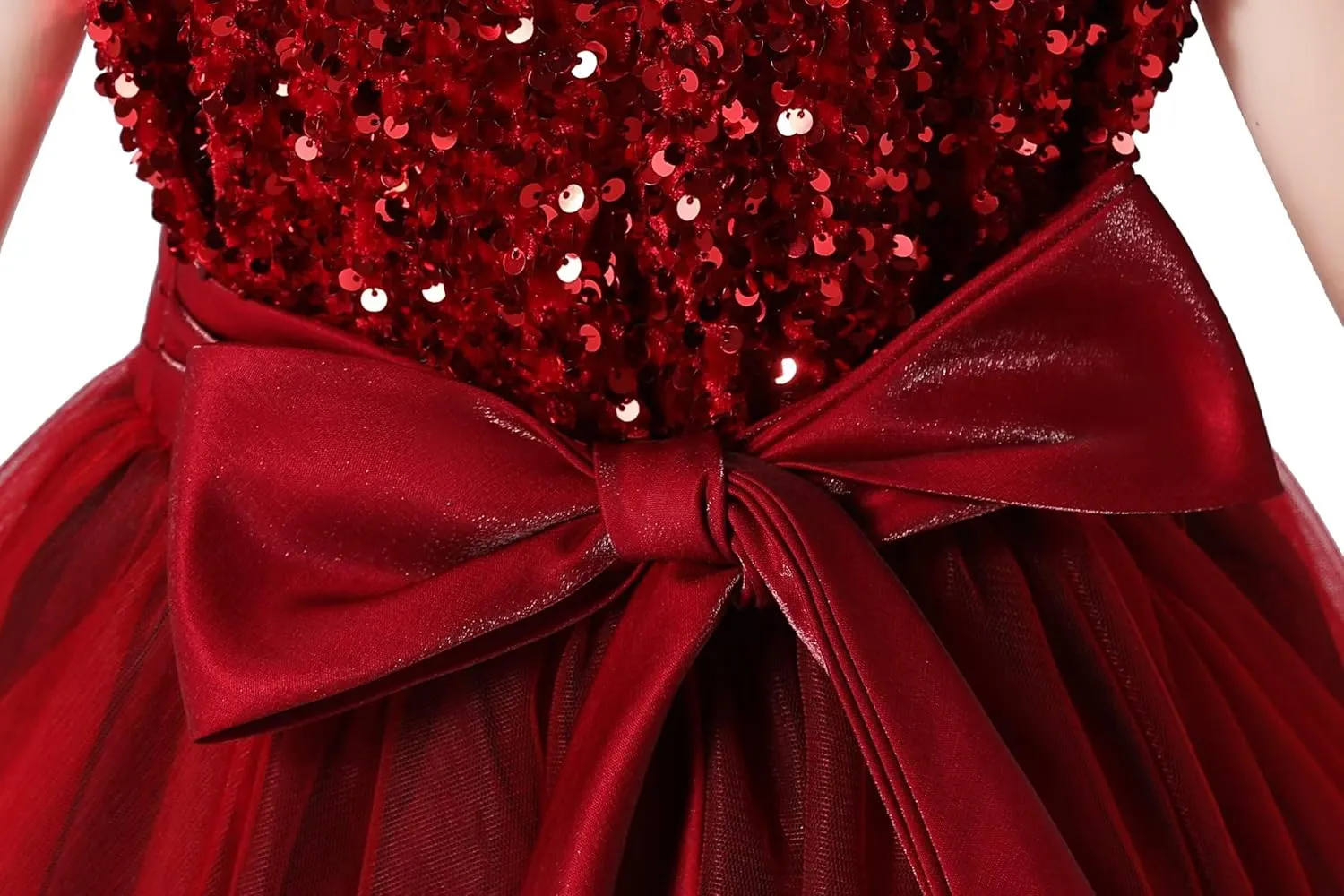 dideyttawl Short Flower Girls Dress Short Sleeves Velvet Sequin Top Tulle Skirt Round Neck Junior Bridesmaid Dresses