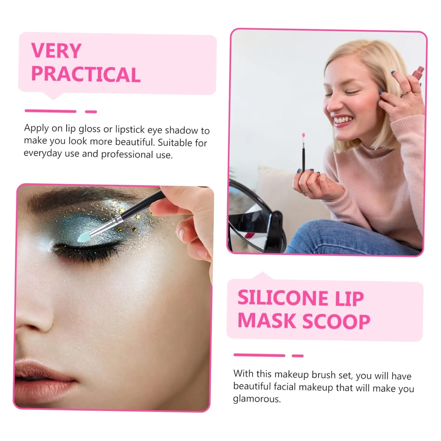 Didiseaon 15pcs Silicone Eyeshadow Brush Lipstick Applicator Lip Mask Tool Creative Makeup Brushes for Women Includes Translucent Tips for Precision Application
