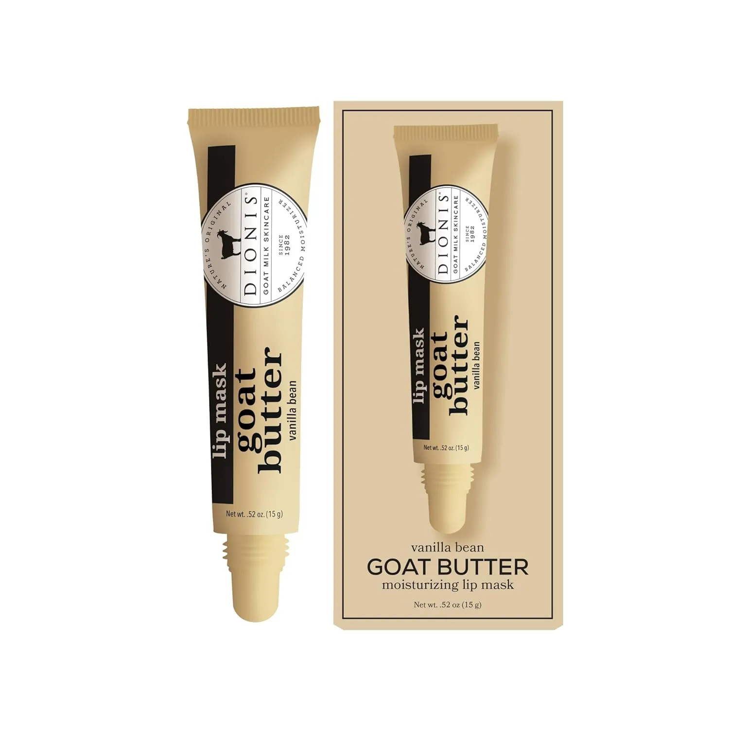 Dionis Goat Butter Overnight Leave On Lip Mask - Goat Milk, Jojoba & Moringa Oils Hydrate, Moisturize & Repair Cracked, Chapped & Dry Lips, Lock in Moisture For All Night Wear, Vanilla Bean