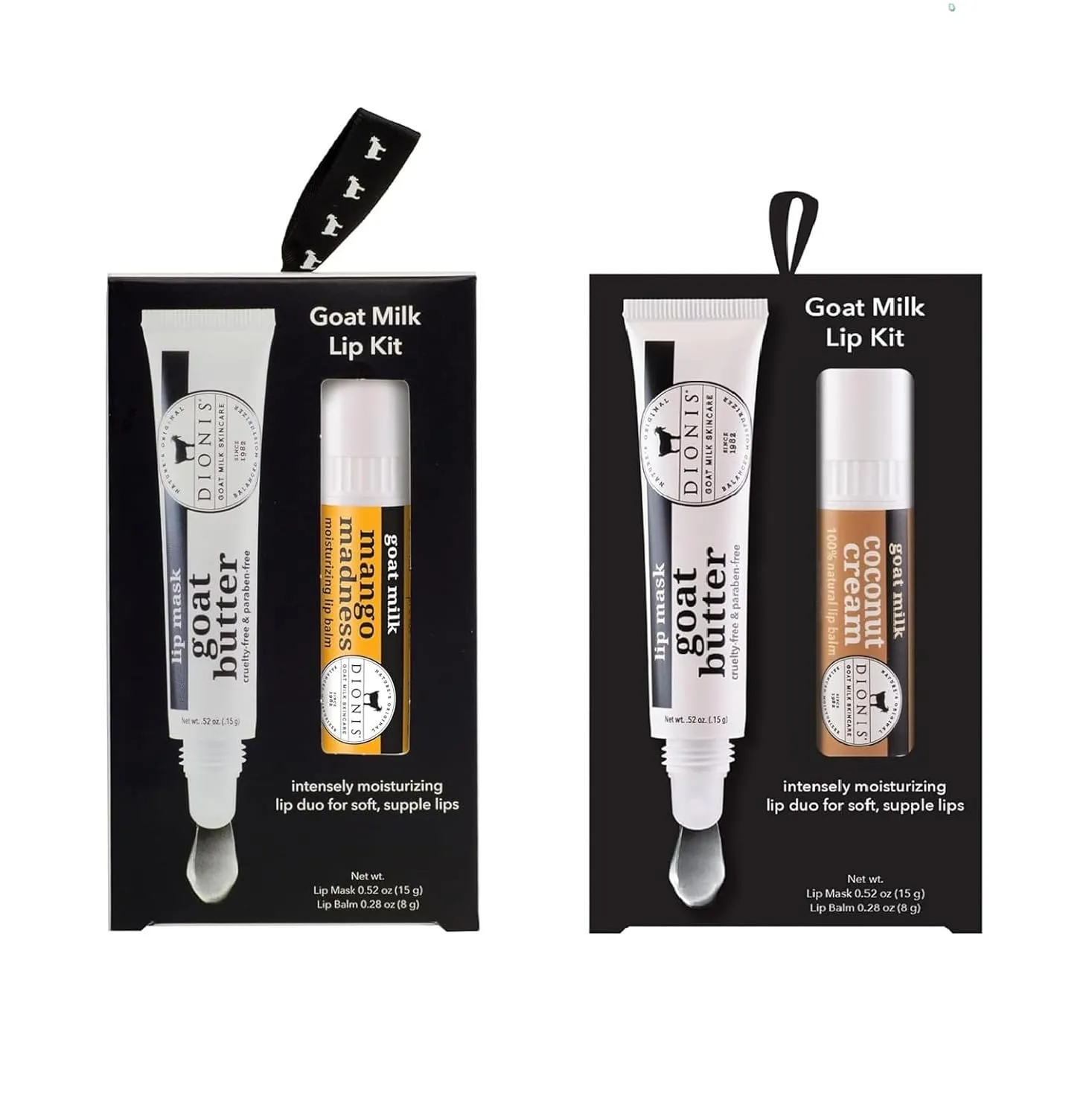 Dionis Goat Milk Overnight Lip Mask & Balm Set – Mango Madness & Creamy Coconut Duo with Jojoba, Moringa Oils & Goat Milk to Repair and Hydrate Dry Lips Day and Night