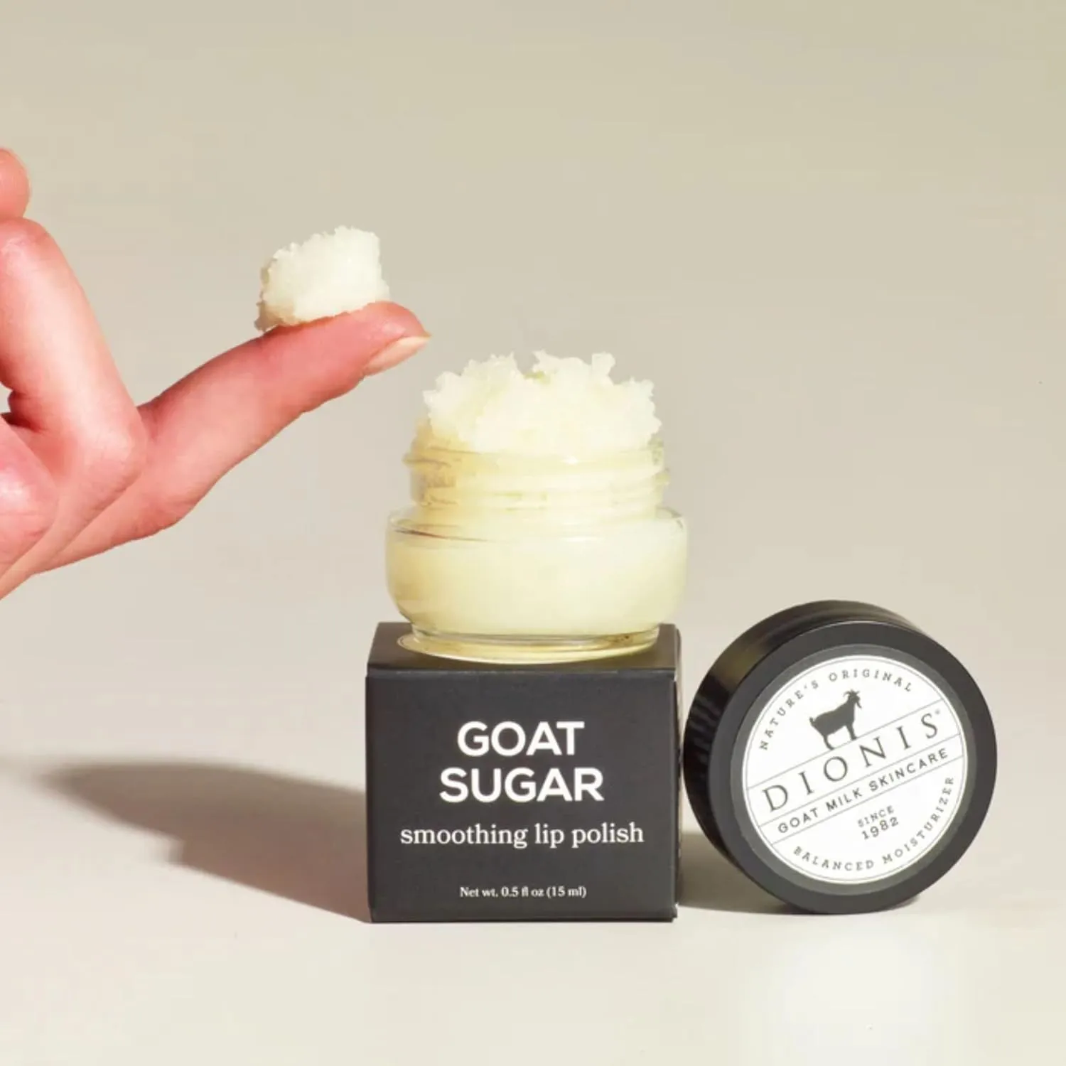 Dionis Goat Sugar Polishing Lip Scrub - Goat Milk, Jojoba & Moringa Oils Moisturize & Repair Chapped Lips, Gentle Exfoliation, Nourish, Soothe, Hydrate and Keep Moisture Locked In All Day