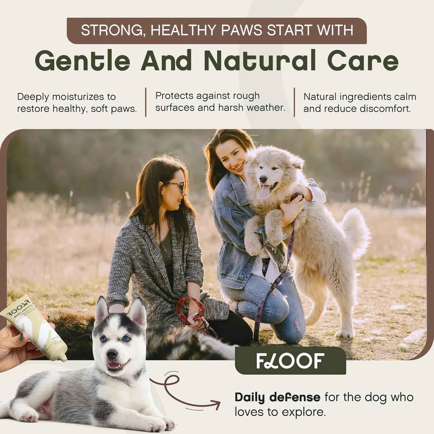 Dog Paw Soothing Cream for Dry Cracked Paws Nose & Wrinkles – Vet-Formulated Fast-Absorbing Lick-Safe Moisturizer with Natural Ingredients – Heals & Protects Sensitive Skin ( 3.5 FL OZ)