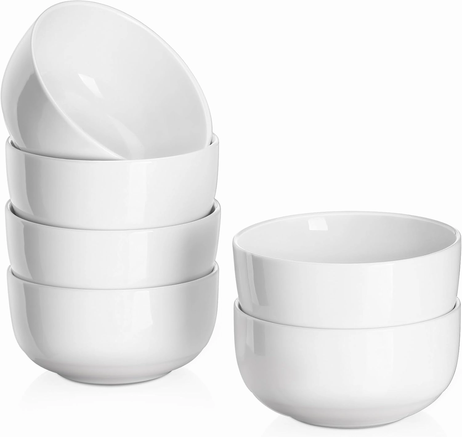 DOWAN 10 OZ Ice Cream Bowls - 4.25" Ceramic Dessert Bowl Set of 6 - Porcelain Small Bowls, Bouillon Cups for Side Dishes, Ice Cream, Oatmeal, Fruit, Portion Control - Dishwasher Microwave Safe