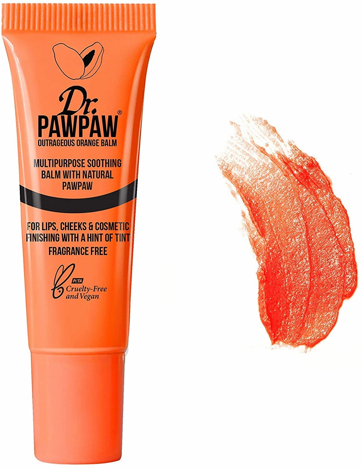 Dr. PAWPAW Multi-Purpose Balm | No Fragrance Balm, For Lips, Skin, Hair, Cuticles, Nails, and Beauty Finishing | 10 mL (Outrageous Orange, 1 Pack)