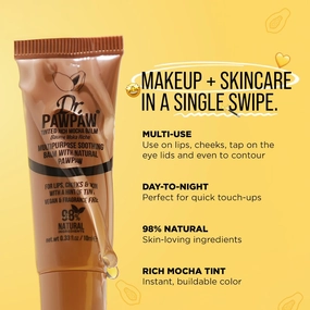 Dr. PawPaw Multipurpose Tinted - Lip Moisturizer with Buildable Color - Natural Tinted Lip Balm - Lip Balm for Sensitive Skin - Rich Mocha - 0.33 oz (Pack of 2)