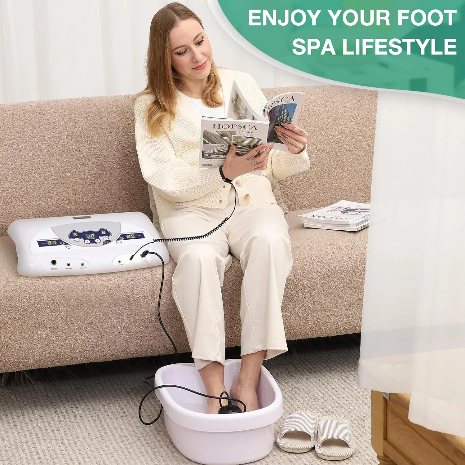 Dual Ionic Foot Bath Detox Machine, ion Detox Foot Bath Spa Cleanse System for 2 Users with MP3 Music Player, 2 Array, 2 Wrist Band, 5 Liners