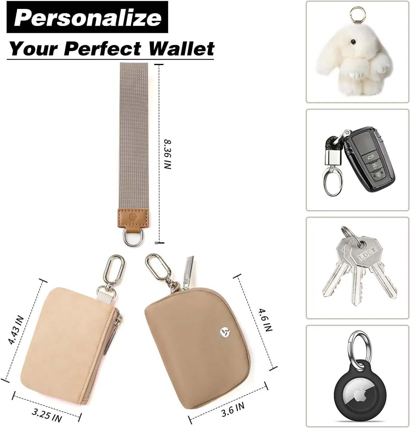 Dual Pouch Wristlet Wallets for Women, Mini Zip Around Wristlet Wallet, Double Pocket Wrist Wallet Portable Coin Purse Zipper, Gift for Women Mom Girl Friend Sister Her Wife Daughter Girlfriend