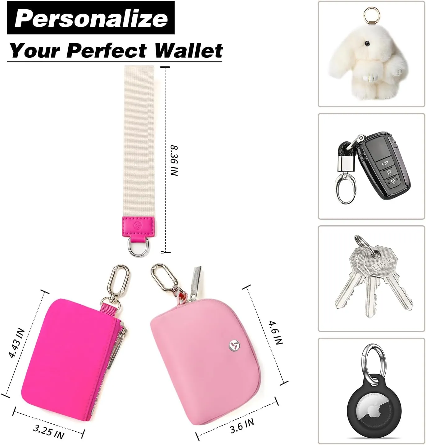 Dual Pouch Wristlet Wallets for Women, Mini Zip Around Wristlet Wallet, Double Pocket Wrist Wallet Portable Coin Purse Zipper, Gift for Women Mom Girl Friend Sister Her Wife Daughter Girlfriend