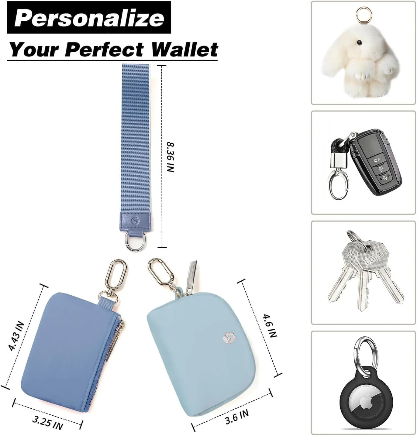 Dual Pouch Wristlet Wallets for Women, Mini Zip Around Wristlet Wallet, Double Pocket Wrist Wallet Portable Coin Purse Zipper, Gift for Women Mom Girl Friend Sister Her Wife Daughter Girlfriend