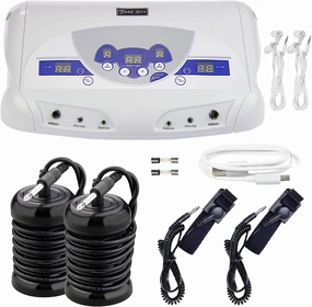 Dual Ionic Foot Bath Detox Machine, ion Detox Foot Bath Spa Cleanse System for 2 Users with MP3 Music Player, 2 Array, 2 Wrist Band, 5 Liners