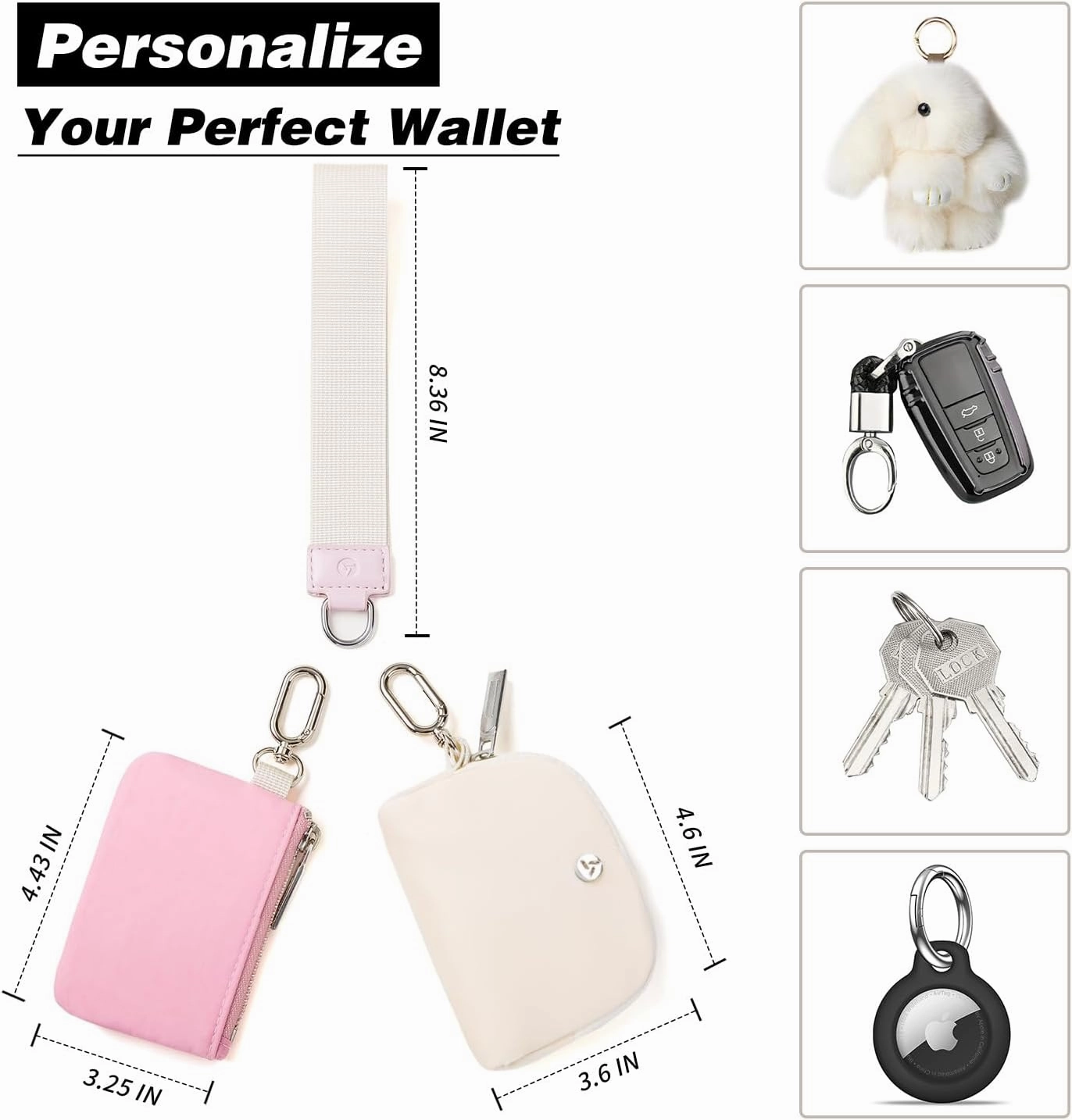 Dual Pouch Wristlet Wallets for Women, Mini Zip Around Wristlet Wallet, Double Pocket Wrist Wallet Portable Coin Purse Zipper, Gift for Women Mom Girl Friend Sister Her Wife Daughter Girlfriend