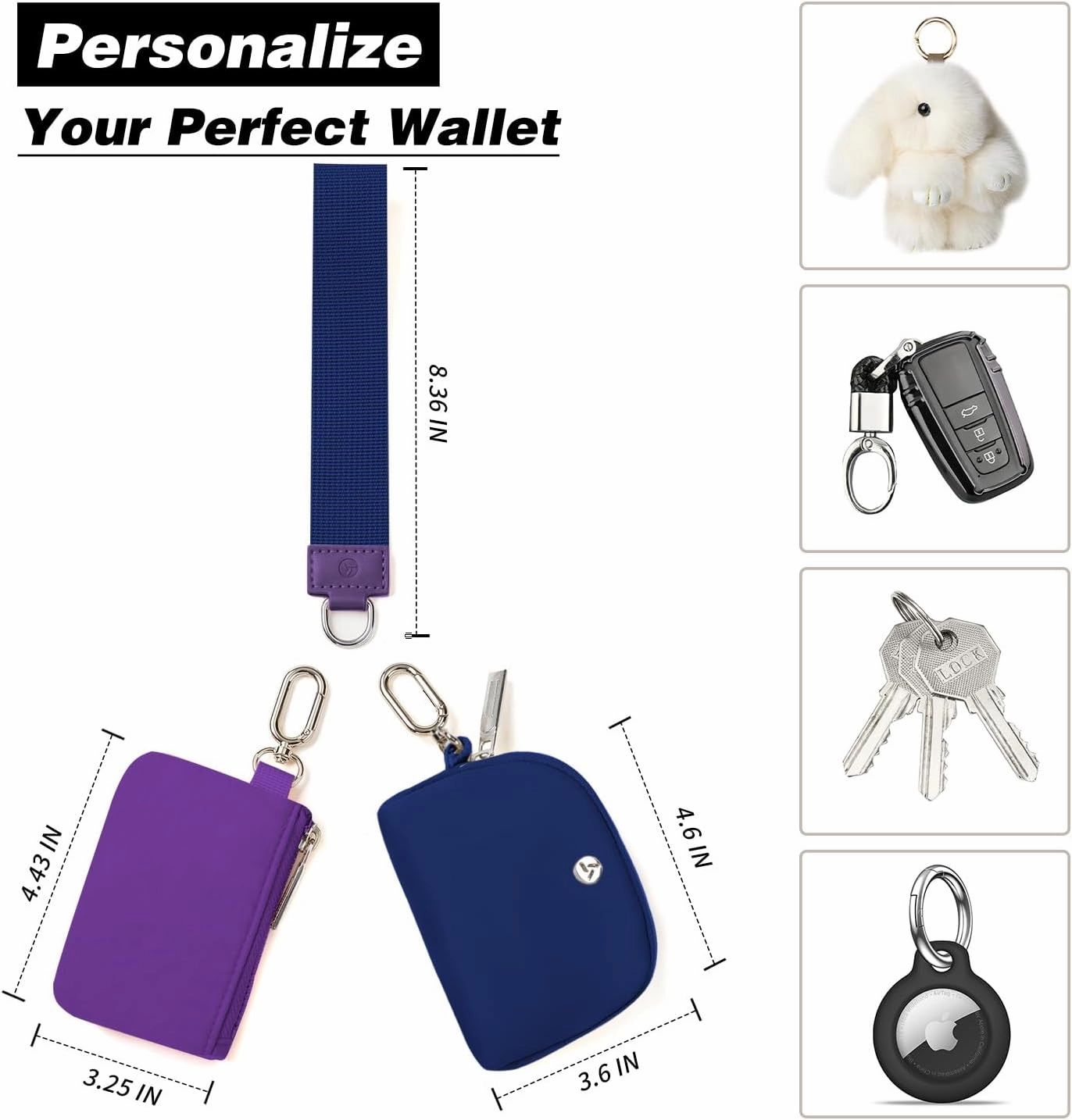 Dual Pouch Wristlet Wallets for Women, Mini Zip Around Wristlet Wallet, Double Pocket Wrist Wallet Portable Coin Purse Zipper, Gift for Women Mom Girl Friend Sister Her Wife Daughter Girlfriend