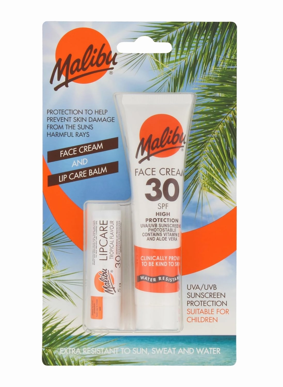 Duo Pack Sun Protection Face Cream and Lip Balm SPF 30 Water Resistant